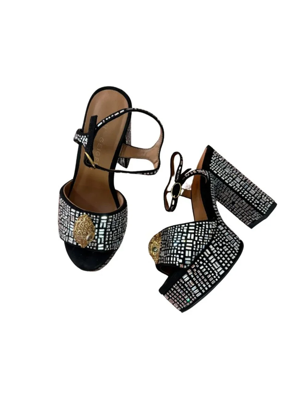 KURT GEIGER Kensington Platform Heel Crystal Black EUC $245 Sz 36